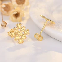 925 sterling silver ear needle square weave stud earrings for women geometry minimalist metal rock earrings fashion jewelry