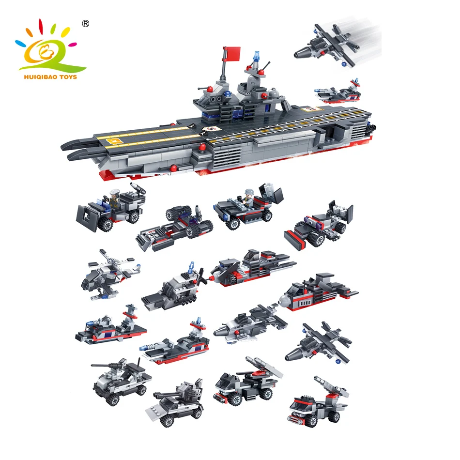 

763pcs 8n1 Steel Ship Squadron Military Building Blocks Army Warship Tank Fighter Armored Machine Truck Creative Bricks Boy Toys