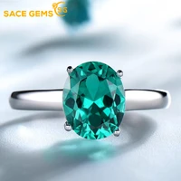 sace gems solid 100%925 sterling silver rings for women created emerald blue topaz gemstone wedding engagement band fine jewelry
