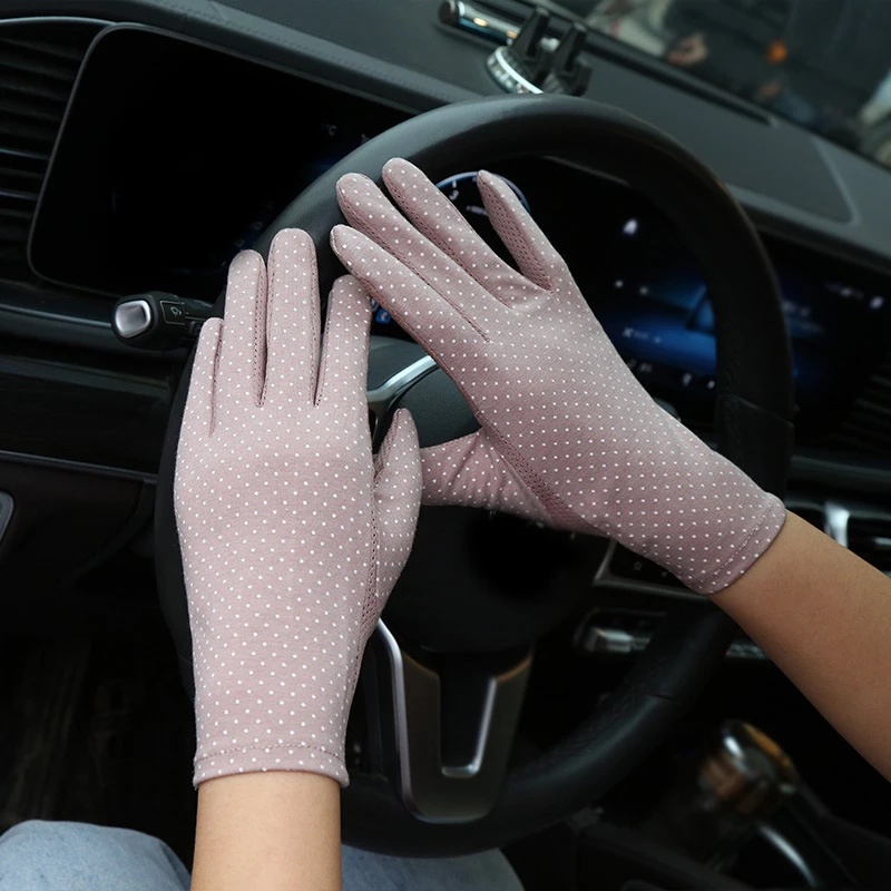 

Fashion Women Gloves Summer Ladies Anti-UV Sunscreen Ice Silk Thin Gloves Mesh Breathable Can Be Opened Fingertip Driving Gloves