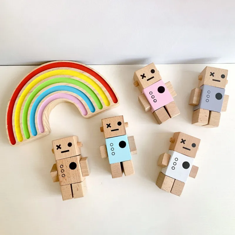 

Wooden Robot Bodies Adjustable Joint Wooden Toy Craft Art Kids Room Decoration Photo Props Newest
