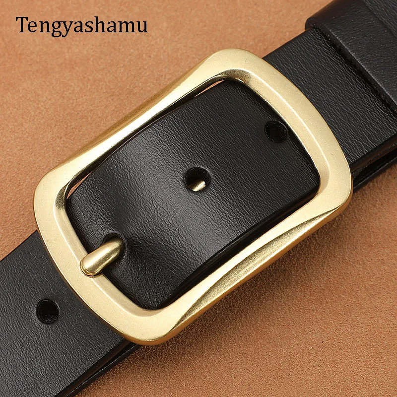 

Belts For Men Luxury Designer Brand Leather High Quality Buckle Jeans Cowskin Casual Belt New Fashion Cowboy Male Waistband 2021