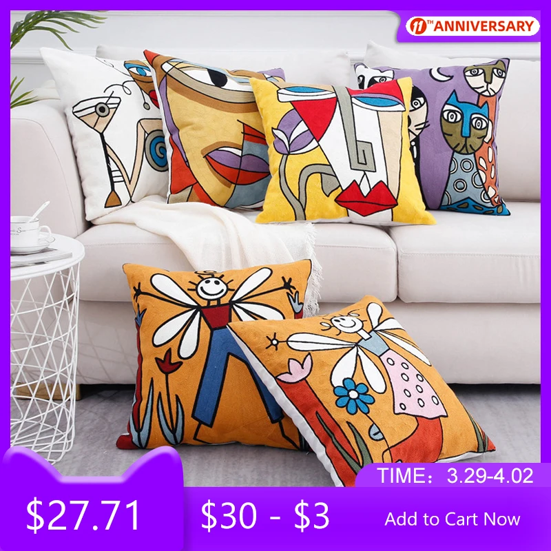 4 6 шт Пикассо обувь высокого качества Обувь с вышивкой Хлопковые чехлы на подушки