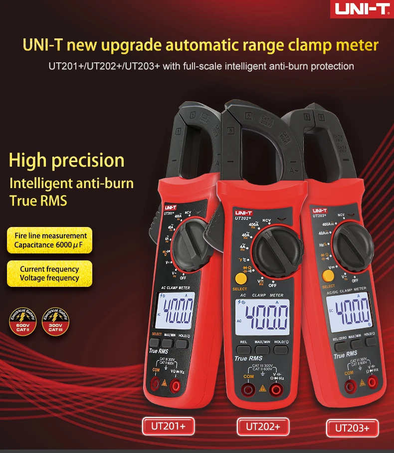 UNI T UNI-T цифровой клещи UT201+ UT202+ UT203+ AC DC ток Amperimetro тестер зажим мультиметр Сопротивление Частота