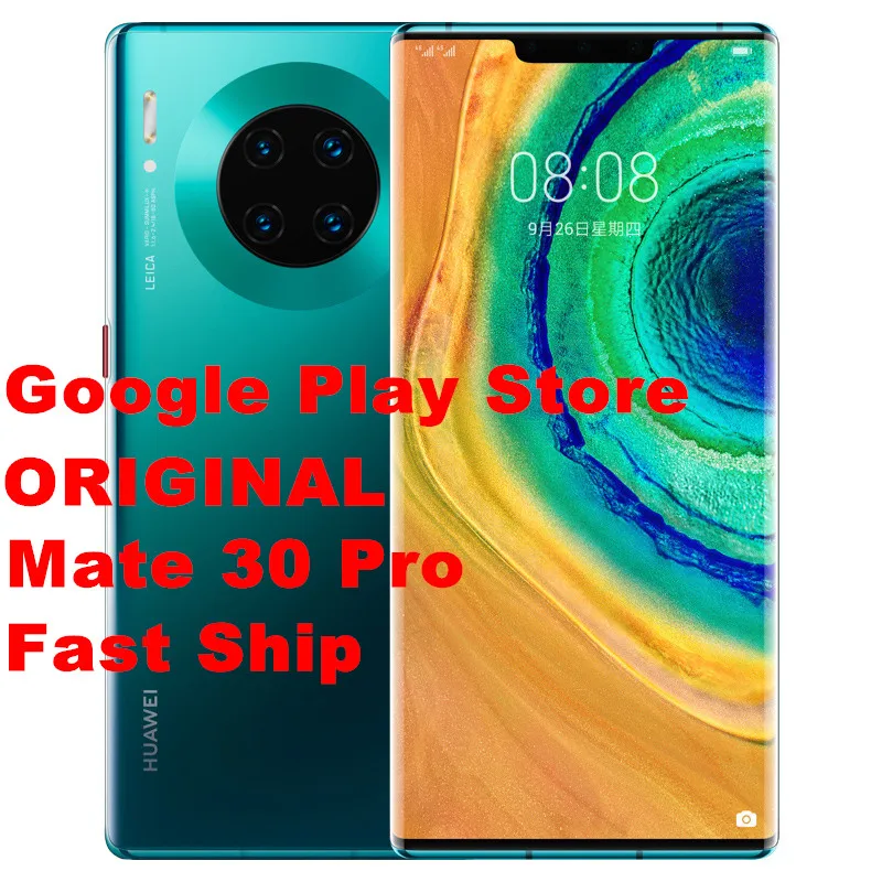 Новая модель,, huawei mate 30 Pro, смартфон Kirin 990, четыре ядра, 6,53 дюйма, 2400x1176 ПЗУ, 40MP+ 40MP+ 32MP, 40 Вт, супер зарядка