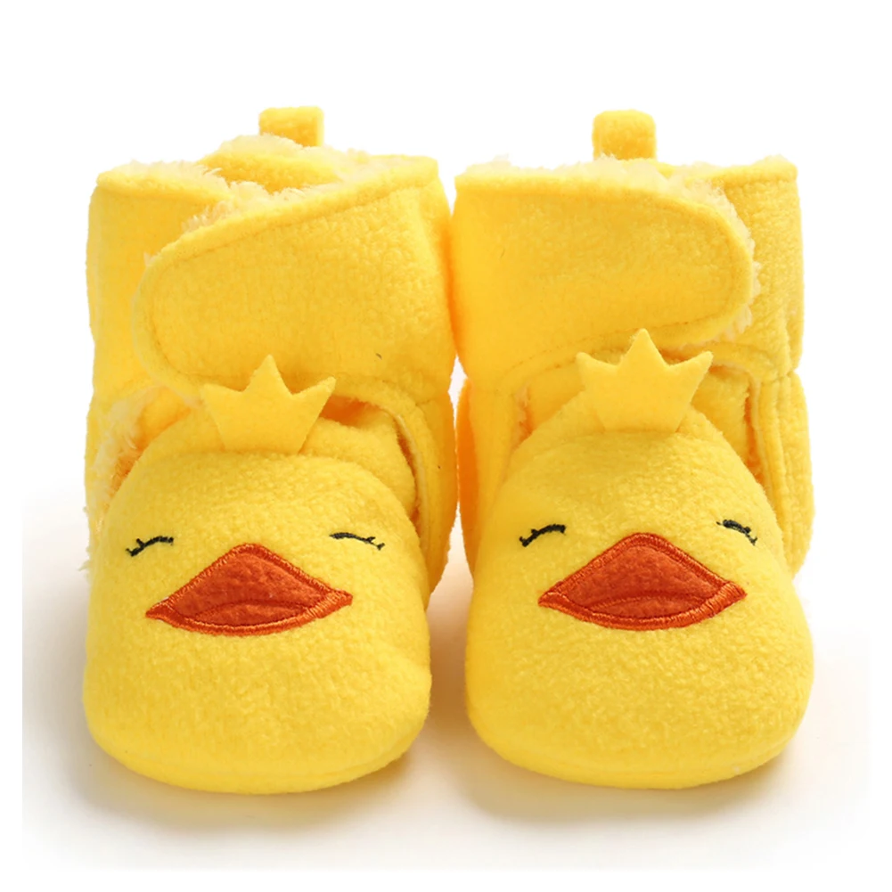 yellow duck Новые Зимние ботиночки, теплая детская обувь унисекс, носки для мальчиков и девочек, с мордочкой животных, хлопковые мягкие детские мокасины для новорожденных - Цвет: yellow duck