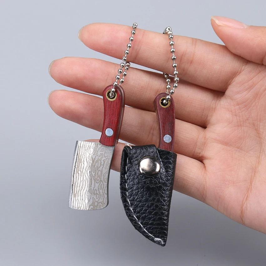 

1PC Keychain Knife Mini Portable Small Kitchen Knife EDC Fixed Blade Real Cutter Knife Pattern Accessories Crafts Gift