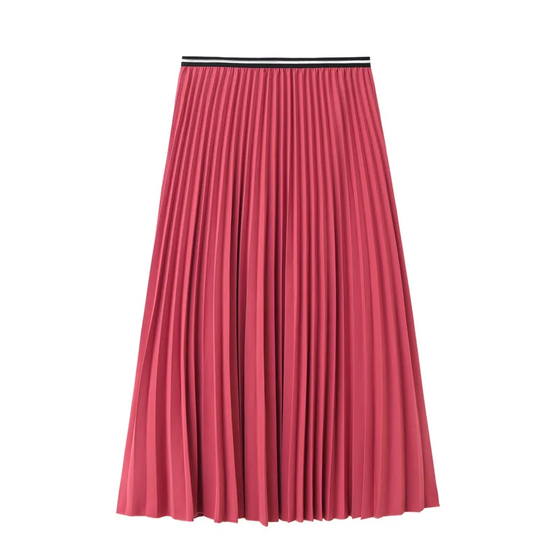 2019 Женская Осенняя плиссированная юбка с высокой талией женские трапециевидные