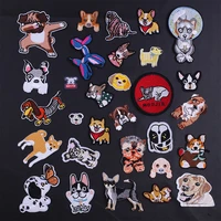 cute corgi dog animals embroidered patches for clothing thermoadhesive badges patch thermal sticker for fabric clothes appliques
