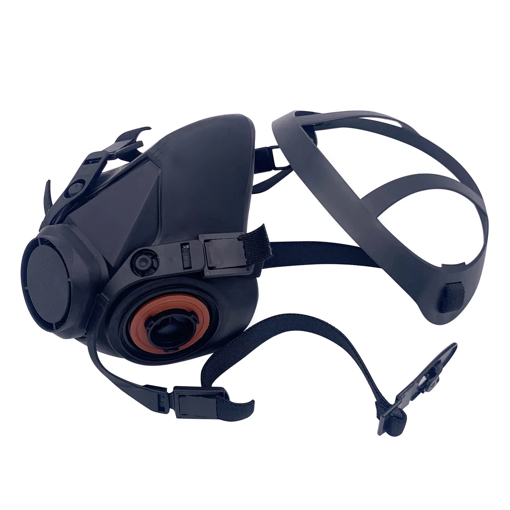 Респиратор для защиты от пыли черная полумаска на половину лица с очками паров