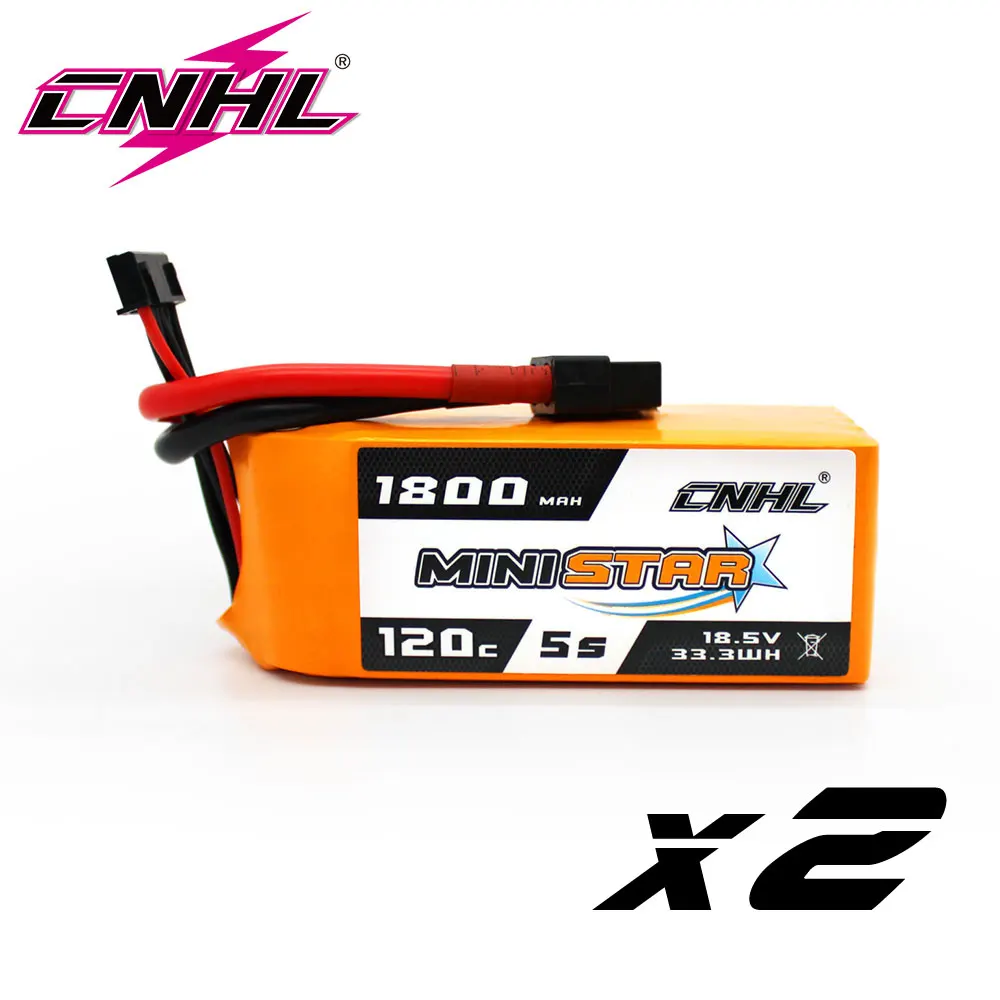

2pcs CNHL 18.5V 5S 1800mAh Lipo Battery 120C With XT60 Plug Ministar For RC Airplane Quadcopter Helicopter Drone FPV Car Boat