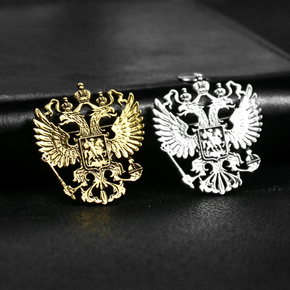 Винтажная брошь с орлом значок эмблемой России на лацкан для костюма Корсажная