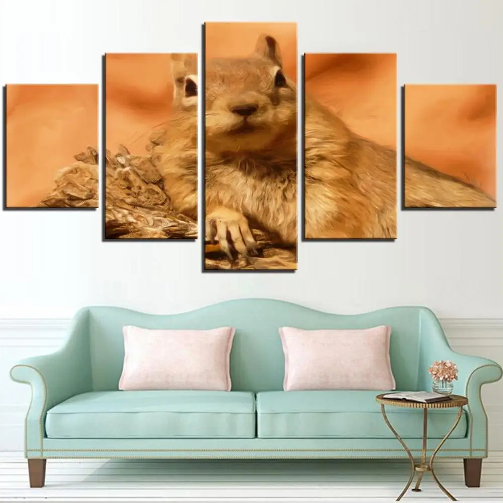 5 шт. белка Холст Картина маслом постеры с животными мышь картины хомяки обои