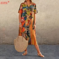 2021midi casual dress womens summer beach skirt bohemian loose dress