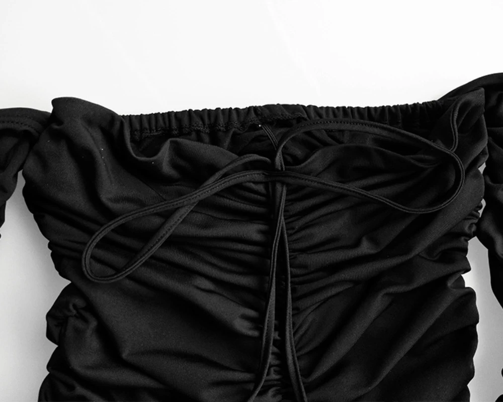 

Giyu 2021 European And American Hot-Selling Women's New Style Shoulder Long-Sleeved Lace-Up Waist Tube Top Sexy Dress