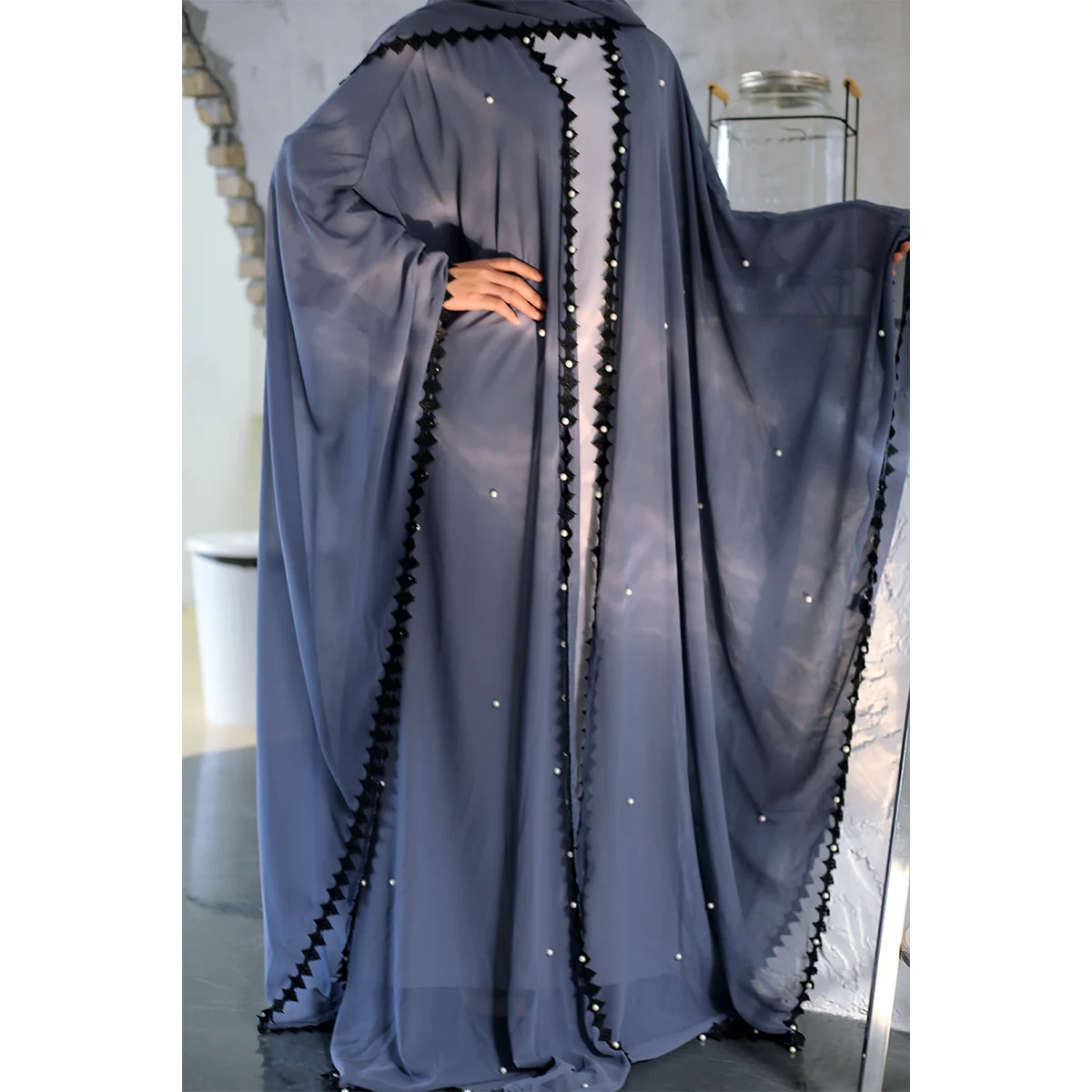 Женское платье кардиган с рукавами летучая мышь Abaya мусульманское свободное