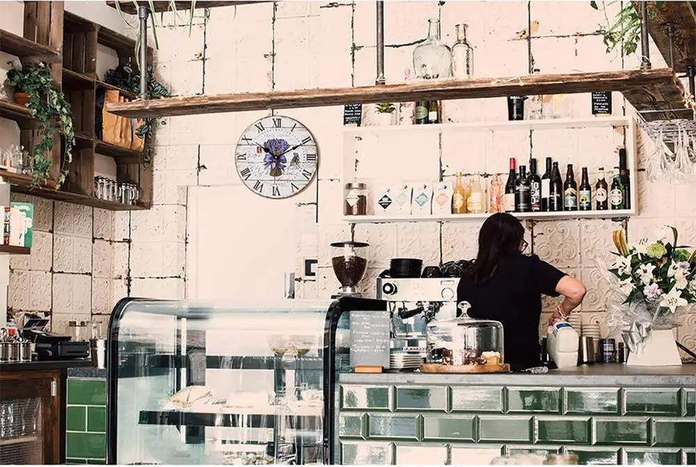 Бесшумные настенные часы 34 см лавандовые Кварцевые Ретро-часы деревянные