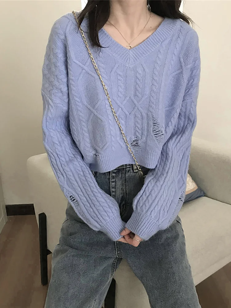 Белый свитер короткий женская Свободная верхняя одежда новинка 2021 Топ с длинным