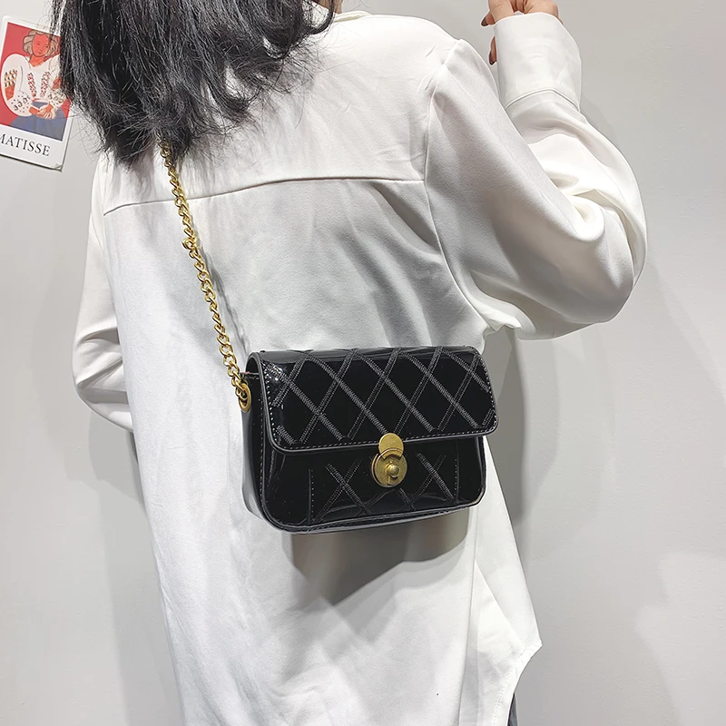 Новинка 2020 женская сумка из лакированной кожи винтажная через плечо маленькая на