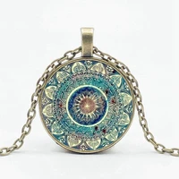 retro new mandala energy diagram necklace yoga crystal dome pendant necklace gift wholesale