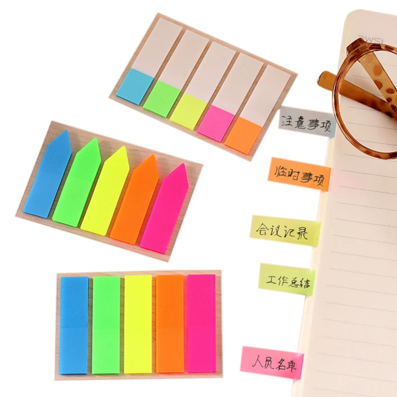

40packs Classic multi color index notes Conspicuous Memo pad Key mark Sticky Note PVC Memo sticker