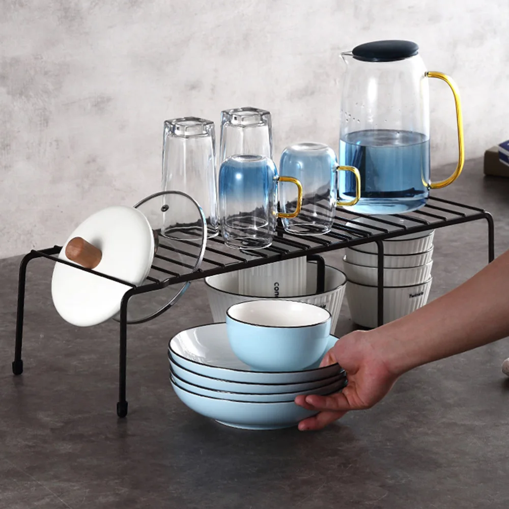 

1 Set of Stretch Storage Shelf for Home Kitchen Household Storage Rack (Black)