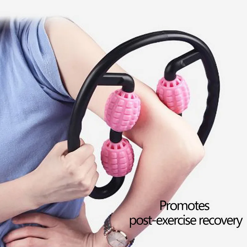 

U Shape Trigger Point Massage Roller for Arm Leg Neck Muscle Tissue for Fitness Gym Yoga Pilates Sports 4 Wheel Message Tool
