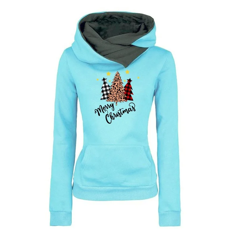 

Толстовка с капюшоном из флиса больших размеров, женские кофты, осенне-зимняя мода 2021 года, пуловеры с рождественским принтом, топ, теплый ка...