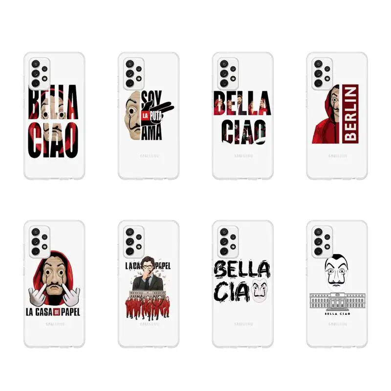 

La Casa De Papel Money Heist Tees Phone Case Transparent For Samsung Galaxy A S Note 9 10 51 50 71 70 80 20 21 30s ultra plus