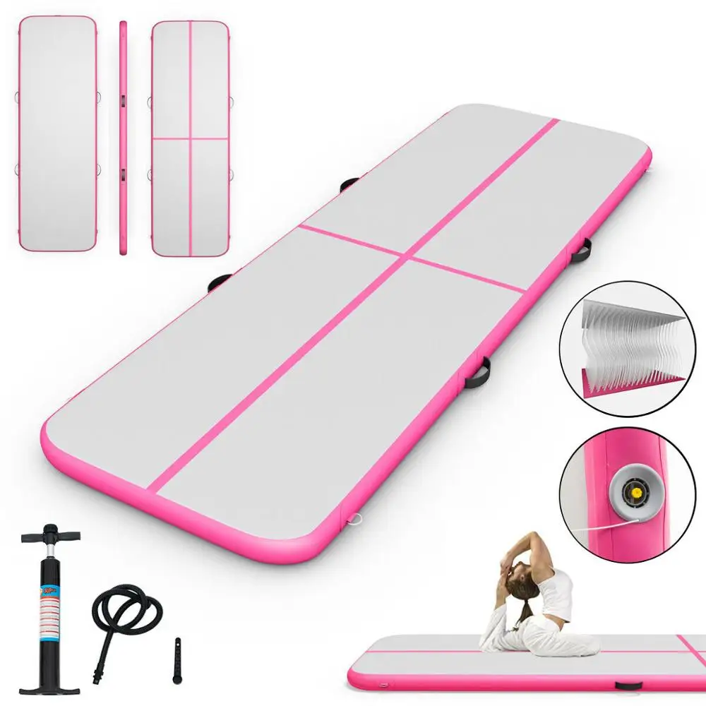

10' Inflatable Gymnastics Mat Air Track Floor Mats Water Buoyancy with Pump Pink