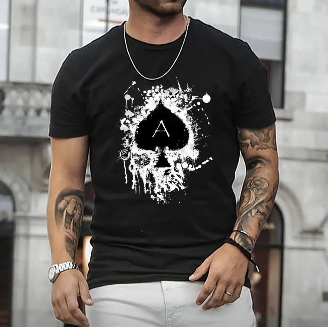 

New Men's T-shirt Playing Cards 3D Extra Large Print Round Neck Short Sleeve Street Trend T-shirt