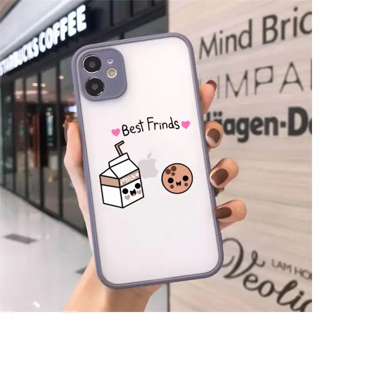 

Cute Milk Biscuits BFF Best Friends Phone Case Matte Transparent for iPhone 7 8 11 12 s mini pro X XS XR MAX Plus cover funda