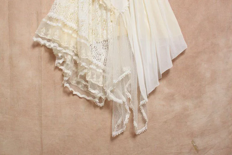 Женская многослойная кружевная хлопковая юбка белая плиссированная принцессы в