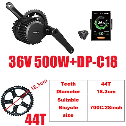 Bafang BBS02 500 Вт 36В тормозной комплект для электрического велосипеда 8fun середине приводной двигатель BBS02B преобразователя для электрического велосипеда с сертификатом ce комплект e-велосипед двигатель с Дисплей - Цвет: 36V500WC1844T