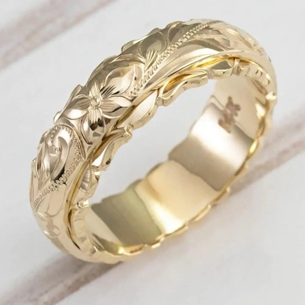 

Imixlot Elegant Flower Carved Wedding Party Rings for Women Jewelry Size 6-10