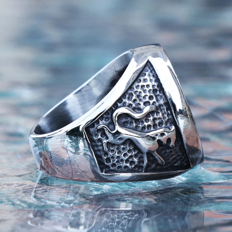 Мужское кольцо из нержавеющей стали в стиле викингов ретро с волком