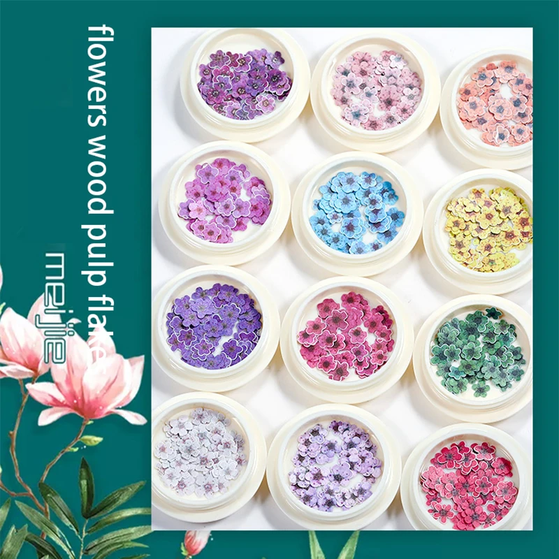1 Boxed Nail Art Simulation Flowers Ultra-thin Wood Pulp Sheet Color Mixed Size DIY Design Ideas Decoration Accessorie | Красота и