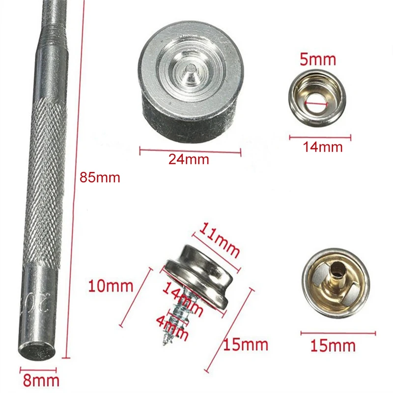 62 шт. набор кнопок для рукоделия винтовой пресс-гвоздики принадлежности