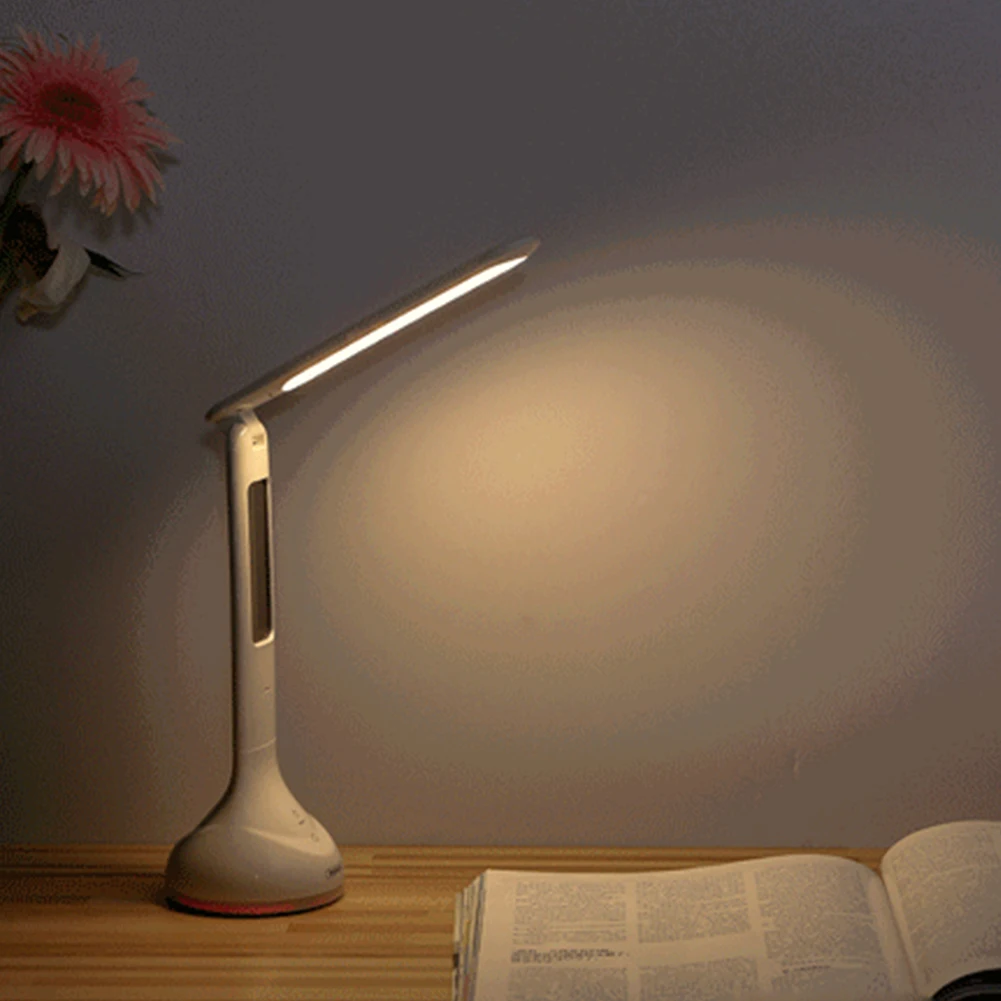 

LED Table Lamp Foldable Reading Light Smart Table Light with Digital Display Perennial Calendar Alarm Clock Temperature White