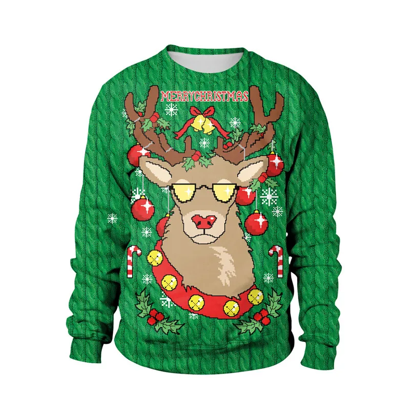 

2021 Ugly Christmas for Women Men 3D Print Gift Funny Pullover Thin Sweater Jerseys Tops Autumn Winter Xmas Lady Oversized XXL