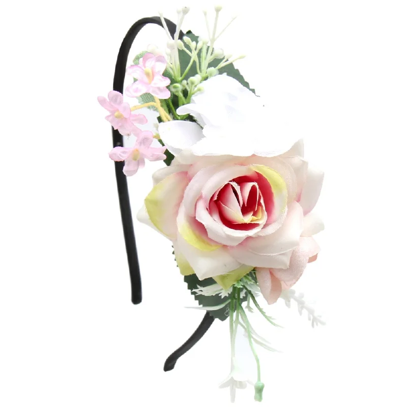 43 IBOWS Hair Accessories Lovely Baby Headband Fake Flower Nylon Hair Bands For Kids Artificial Floral Elastic Head Bands Headwear - Цвет: 43