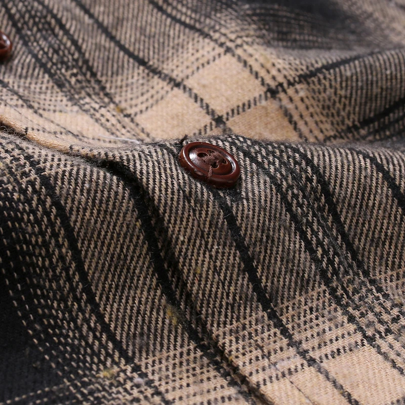 Мужская классическая рубашка в клетку повседневная фланелевая однобортная