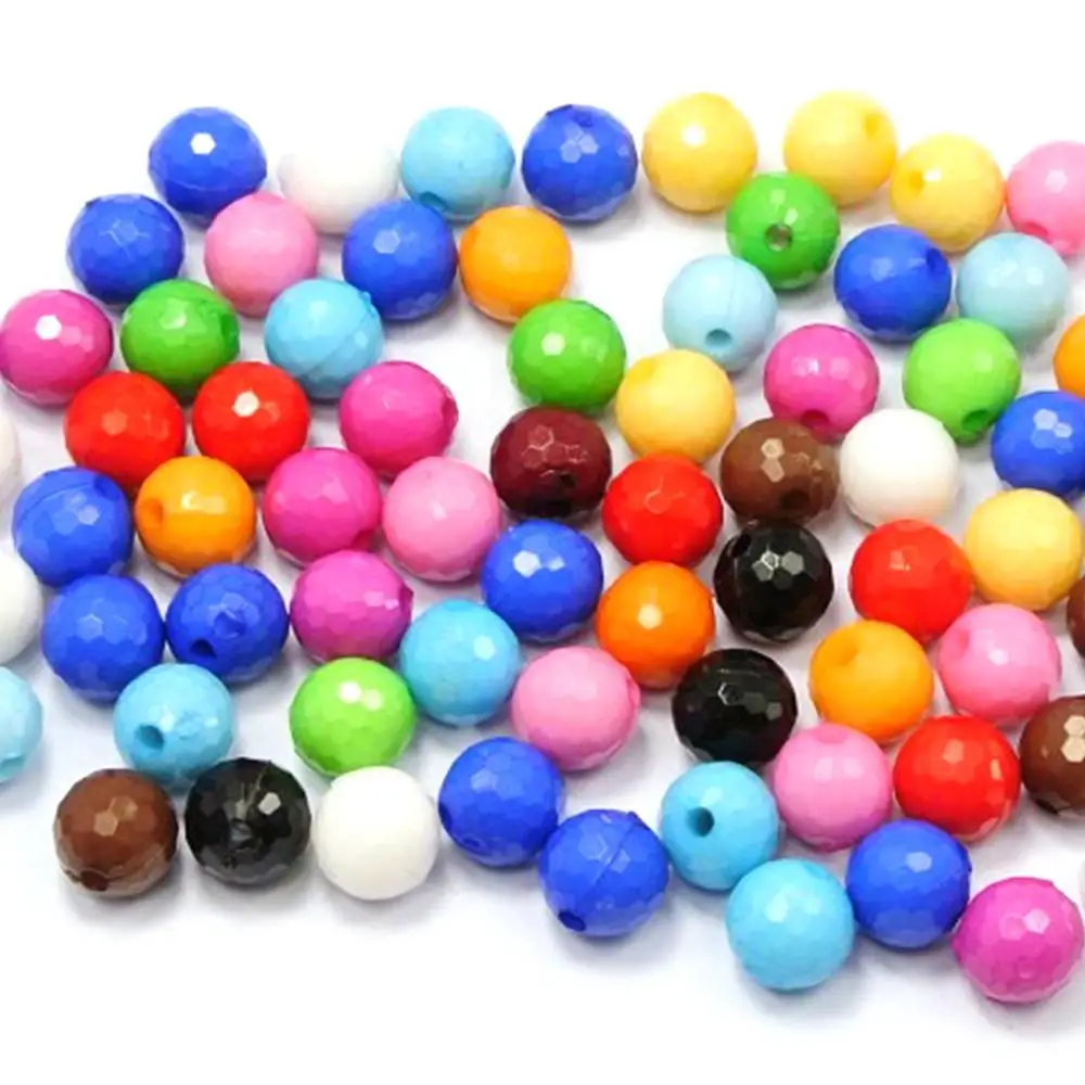

200 Mixed Bubblegum Color Acrylic Faceted Round Beads 8mm(0.32")