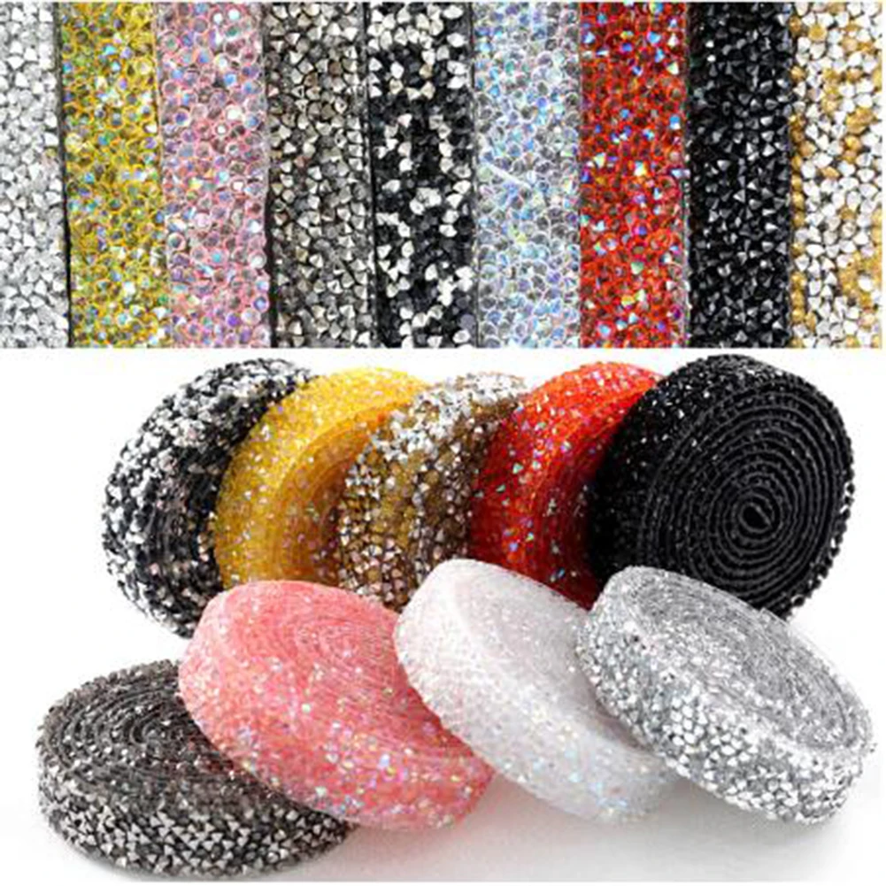 1 ярд шитье отделка исправление Стразы красочные смолы сетки страз кристалл