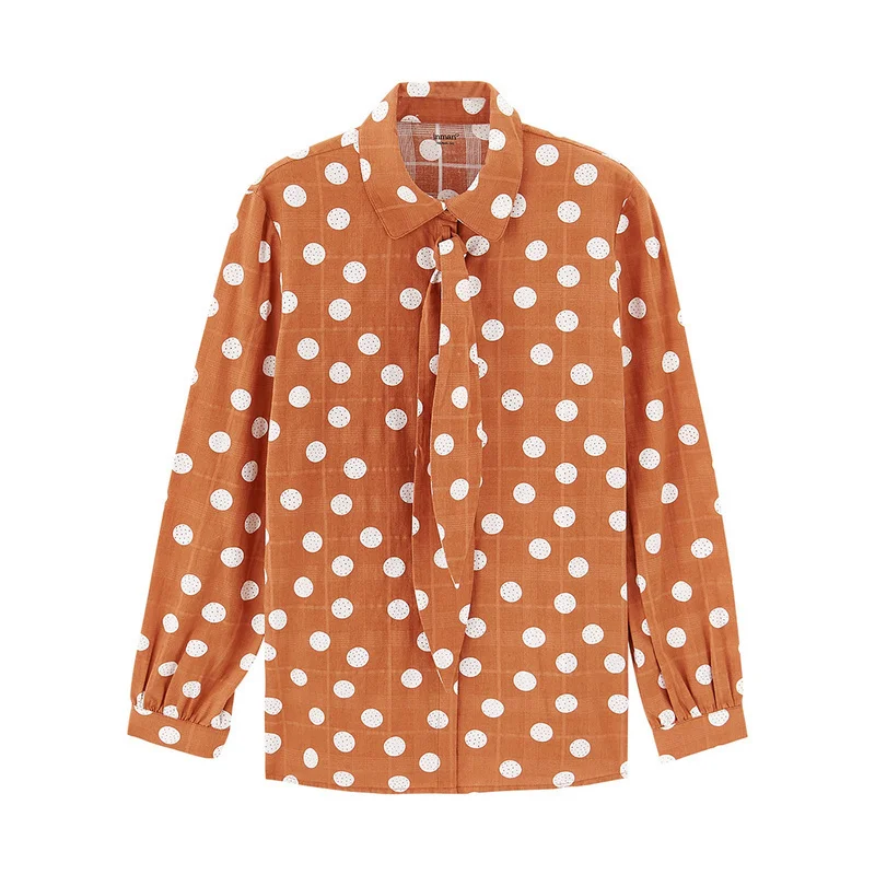 INMAN/весенне-осенняя модная свободная хлопковая блузка в горошек во французском