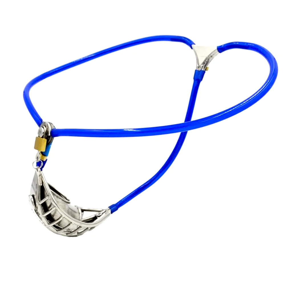 Синий Невидимый Мужской Пояс верности Нержавеющая сталь Целомудрие петух