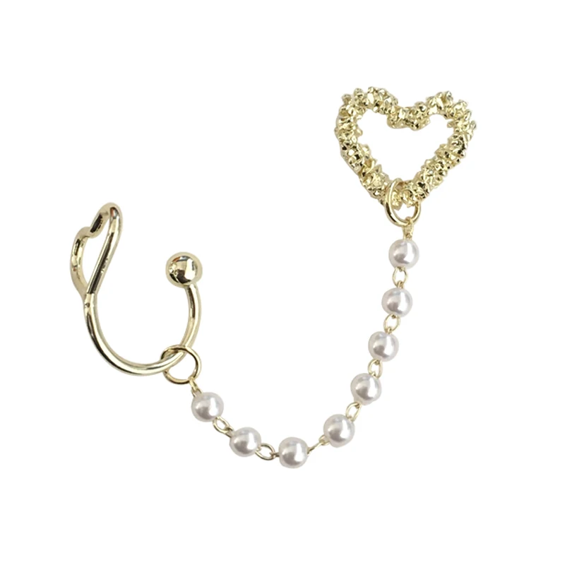 

Trendy Jewelry Ear Clip Earring Popular Design Simulated Pearl Geometric Heart Ear clip Earring For Girl Lady Gifts