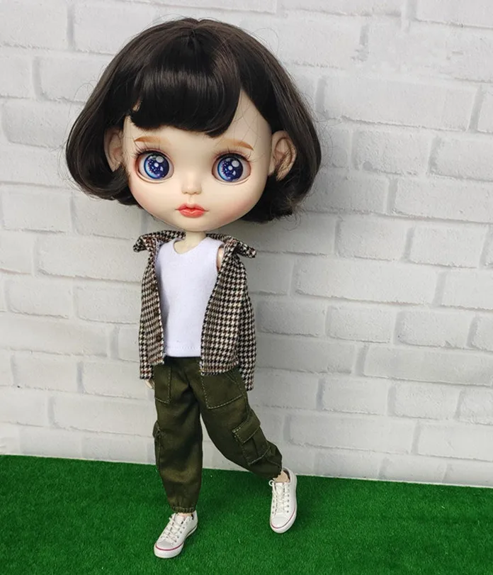1/6 Комбинезоны для кукол Blyth брюки Blyth клетчатое пальто Blyth одежда(подходит для blyth, azone, ob24, Lai, mmk, ICY, кукла 1/6