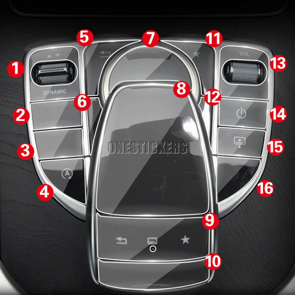 

For Mercedes Benz C E G V GLC Class W205 W213 X253 W463 G463 G500 Car Center Console Multimedia Mouse Button TPU Protector Film