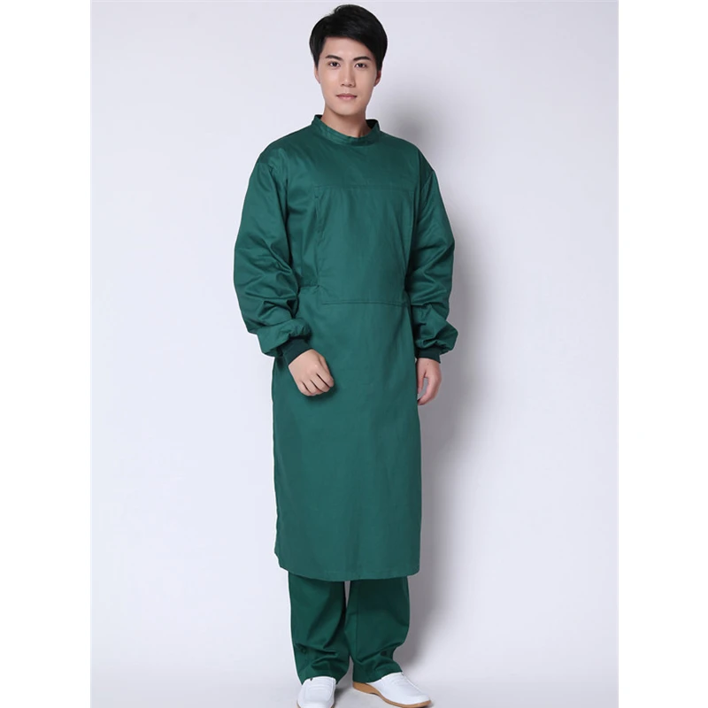 One Gown С длинным рукавом медицинский костюм для лаборатории пальто человек сплошной зеленый больница Скраб Униформа хирургическое платье доктор Операционная тонкая Рабочая одежда - Цвет: One Gown